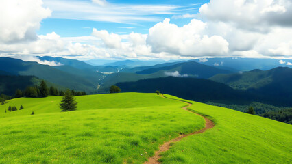 Obraz premium Serene Mountain Landscape with Winding Path