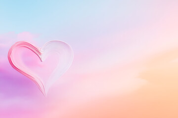 Romantic heart shaped cloud formation sunset sky digital artwork serene atmosphere artistic perspective love concept