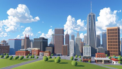 Obraz premium Idyllic Modern Cityscape under a Sunny Sky