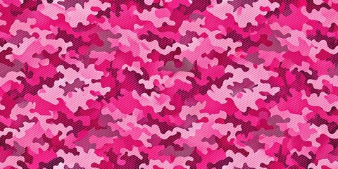 Obraz premium Pink Camouflage Texture Seamless Design for Abstract Military Fabric - Trendy Modern Patterns for Fashion and Home Decor