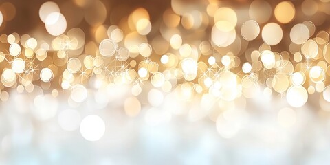 Obraz premium Golden Bokeh Lights with Sparkles, Festive and Luxury Celebration Background