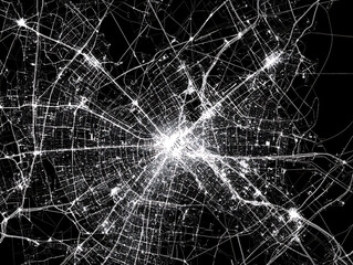 Urban nightlife mapping detailed city grid aerial view dynamic light patterns modern environment