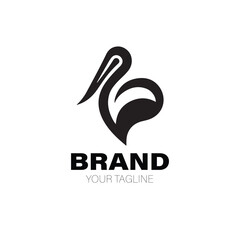 Pelican Logo. Pelican Logo Design. Pelican Logo Brand. Pelican Logo Vector Design Isolated on White Background