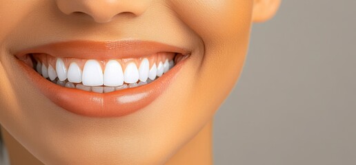 Obraz premium Bright and Even Smile of A Woman Showing Healthy White Teeth