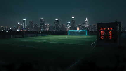 Neon-Lit Futuristic Soccer Field