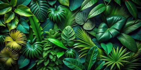 Naklejka premium Tropical Foliage Banner for Beauty and Travel Promotions