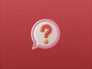 Colorful question mark inside speech bubble against a vibrant red background creative design