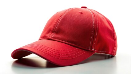 Vibrant Red Baseball Cap on Clean White Background - Perfect for Fashion, Sports, and Accessories Imagery