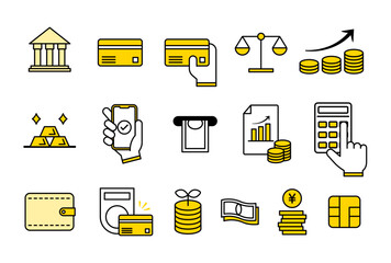 お金関連のピクトグラムのアイコンイラスト