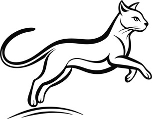 Obraz premium Elegant Leap Minimalist Line Art of a Graceful Cat in Motion.