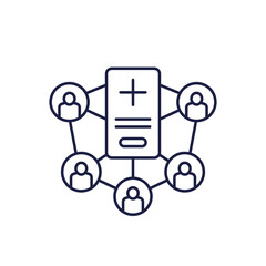 add to group icon with a phone, line vector