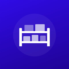 inventory, shelves with boxes icon in transparent design