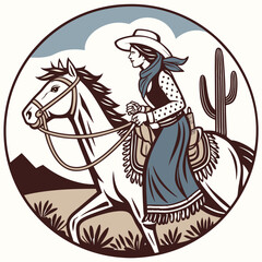 Retro Cowgirl Bundle SVG Vintage Bohemian Western Boho Chic Women Horse Illustration Cowboy Bronco Rodeo