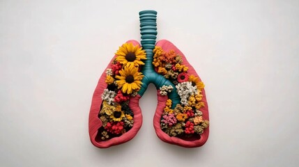 Lungs Filled with Vibrant Flowers  Breath  Health  Nature  AI Art