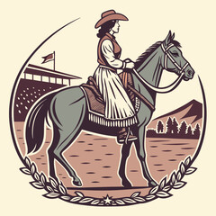 Retro Cowgirl Bundle SVG Vintage Bohemian Western Boho Chic Women Horse Illustration Cowboy Bronco Rodeo