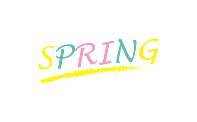 春の訪れを祝福する、SPRING（春）の文字の、シンプルなロゴマーク（ベクター素材）
