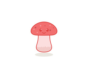 cute red mushroom cartoon illustration vector