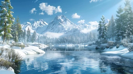 Fototapeten View of nature landscape with snow © Hamza
