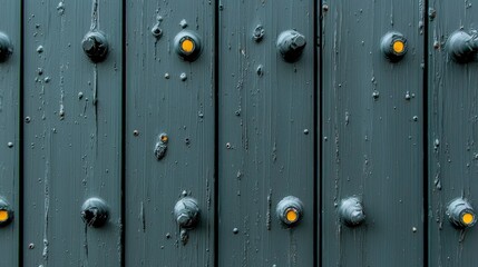 Obraz premium Weathered Gray Wood Plank Wall Texture with Metal Bolts