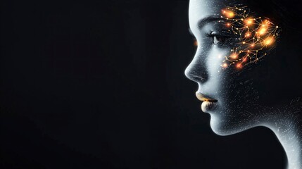 AI Woman  Futuristic Portrait  Neural Network  Digital Art  Technology  Abstract  Gold Acc