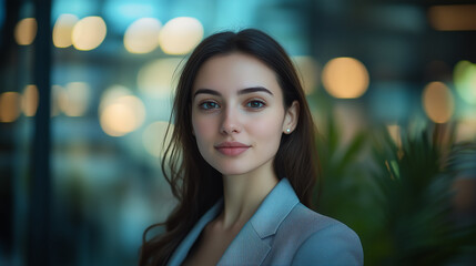 Portrait of confident businesswoman, embracing change and adapting to future with determination and positivity