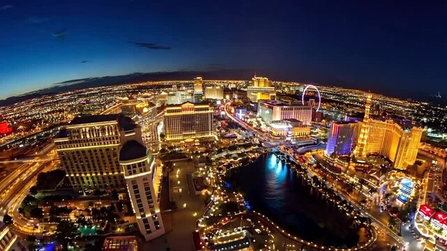 Las Vegas downtown buildings aerial drone
