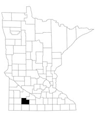 Map of cotton County in Minnesota state on white background. single County map highlighted by black colour on Minnesota map. UNITED STATES, US