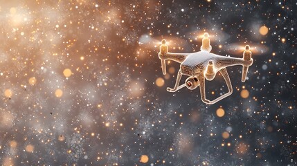 Naklejka premium Futuristic Drone Wireframe Glowing Lights Abstract Background