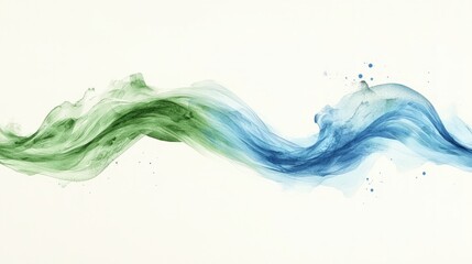 Abstract Green Blue Wave Flow  Fluid Dynamic Art  Design Background