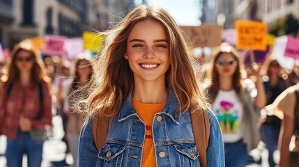 Smiling Woman at a Protest