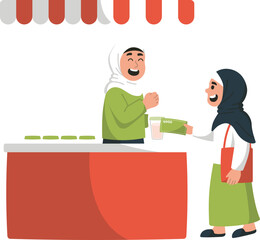 Ilustrasi Membeli Iftar Takjil untuk Buka Puasa di Bazar Ramadan