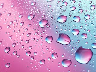 Abstract Pink and Blue Water Droplets Background Texture Macro Photography of Condensation