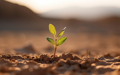 single plant on the desert