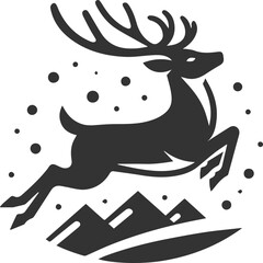 A deer jumping gracefully through snow animal vector silhouette