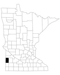 Fototapeta premium Map of Lincoln County in Minnesota state on white background. single County map highlighted by black colour on Minnesota map. UNITED STATES, US