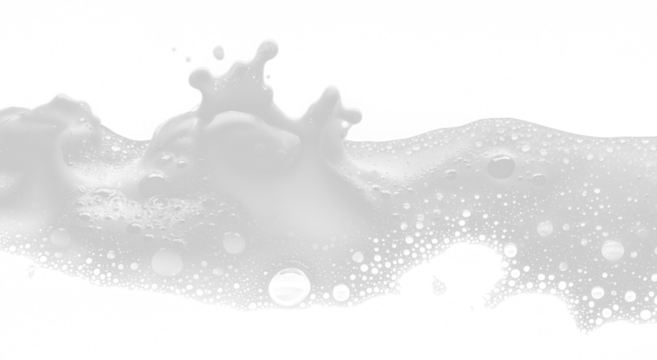 Thick White Soap Suds and Bubbles on Transparent Background - Cleansing and Hygiene Concept