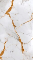 Striking white marble texture accented with dynamic golden veining pattern