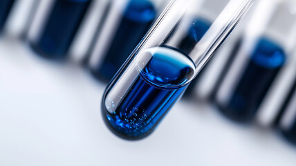 Blue Liquid in Test Tube Isolated on White Background
