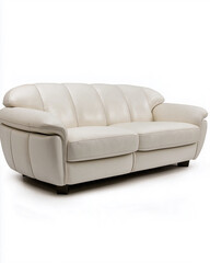 Modern Cream Couch Isolated on White Background
