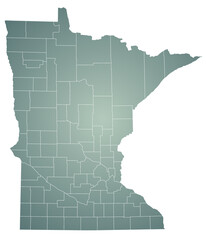 Fototapeta premium Minnesota administrative map. counties map of Minnesota, blank Map, empty Minnesota Map. minn, mn