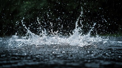 Rain Splashes: A Dark and Dramatic Scene of Water Droplets