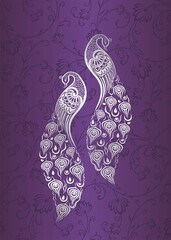 peacocks, feathers ,wedding card design, royal India	