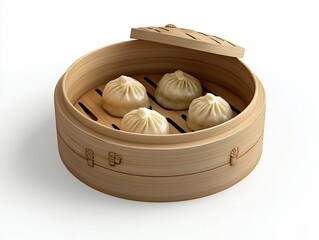 竹製の蒸籠に入った熱々の小籠包 | Steaming Hot Xiaolongbao in a Bamboo Steamer