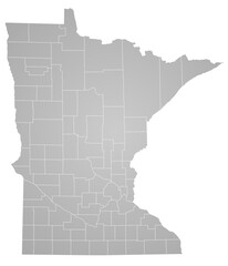 Fototapeta premium Minnesota administrative map. counties map of Minnesota, blank Map, empty Minnesota Map. minn, mn