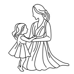 mother line art vector. People Vector