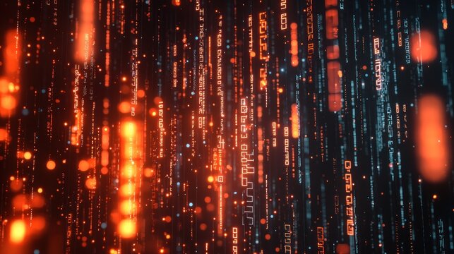 Abstract Digital Rain A mesmerizing cascade of glowing data streams and coding