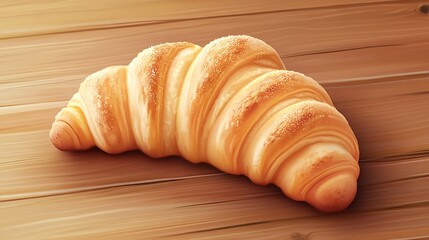 Golden croissant on wood, bakery menu background