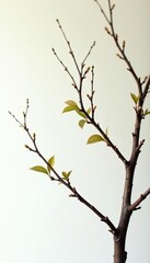 Obraz premium Delicate tree branches against white background, wooden, tree branch