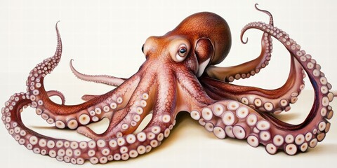 Obraz premium Octopus displayed on a clean white background showcasing its unique shape and vibrant colors