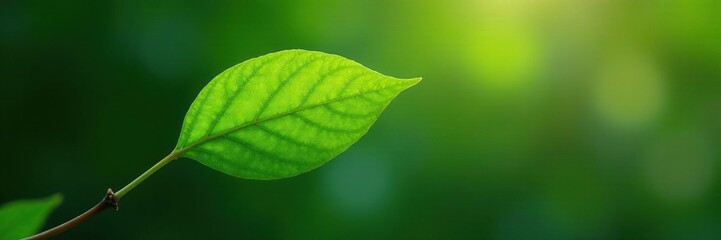 Obraz premium A solitary leaf with a delicate stem and veins, nature, twig